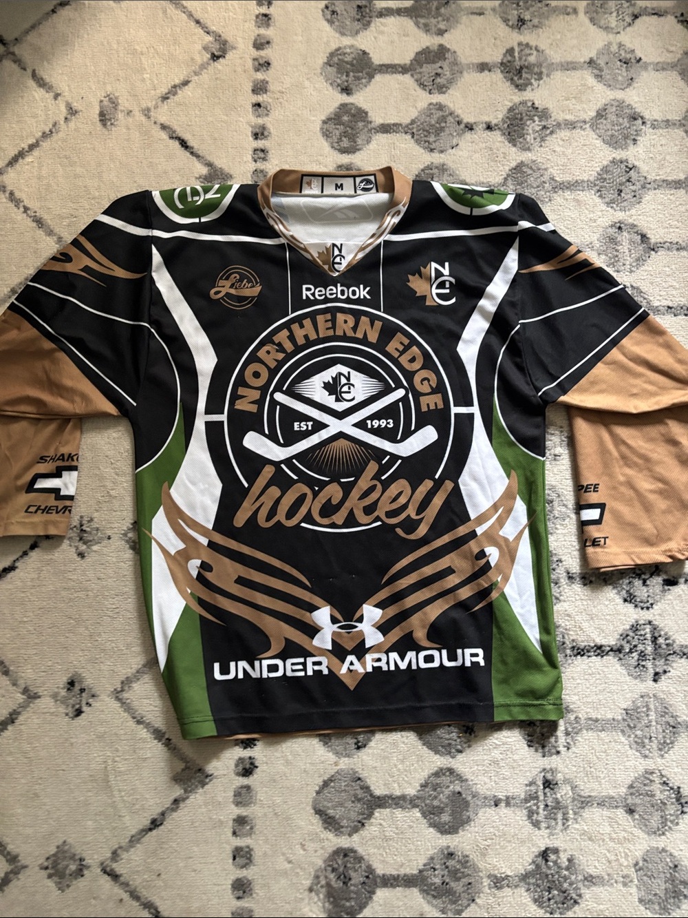 Reebok Black/Green/Tan Northern Edge Hockey Jersey